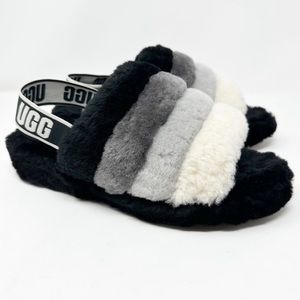 ugg slides black gray and white